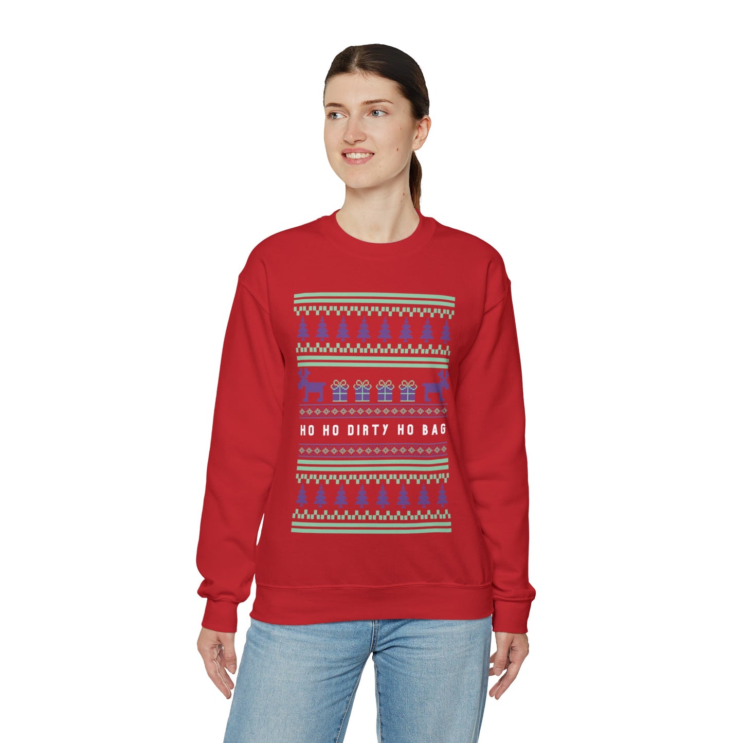 Ho Ho Dirty Ho Bag "Ugly Christmas Sweater" Unisex Heavy Blend™ Crewneck Sweatshirt (Sizes S-5X)