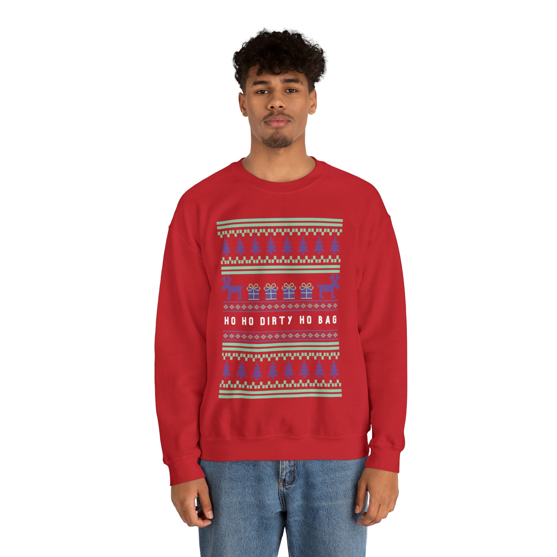 Ho Ho Dirty Ho Bag "Ugly Christmas Sweater" Unisex Heavy Blend™ Crewneck Sweatshirt (Sizes S-5X)