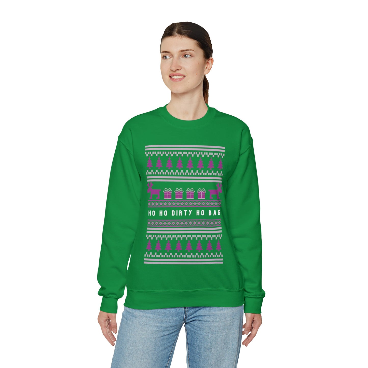 Ho Ho Dirty Ho Bag "Ugly Christmas Sweater" Unisex Heavy Blend™ Crewneck Sweatshirt (Sizes S-5X)
