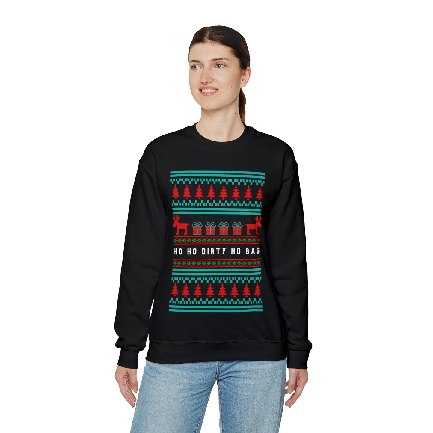 Ho Ho Dirty Ho Bag "Ugly Christmas Sweater" Unisex Heavy Blend™ Crewneck Sweatshirt (Sizes S-5X)