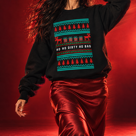 Ho Ho Dirty Ho Bag "Ugly Christmas Sweater" Unisex Heavy Blend™ Crewneck Sweatshirt (Sizes S-5X)-GetBullish-The Bullish Store