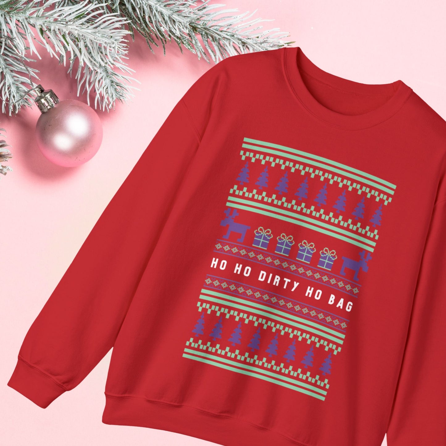 Ho Ho Dirty Ho Bag "Ugly Christmas Sweater" Unisex Heavy Blend™ Crewneck Sweatshirt (Sizes S-5X)