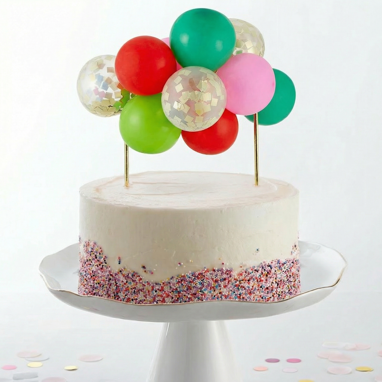 Holiday Balloon Cake Topper | Festive Confetti Party Cake Decoration