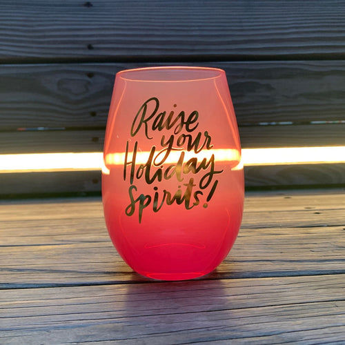 Holiday Spirits Stemless Wine Glass in Pink Ombre | 20oz