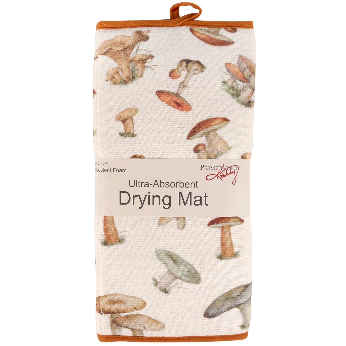 Holy Shiitake Ultra-absorbent Drying Mat | Vintage Art of Wild Mushrooms Dish Drainer Pad | 21" x 14"