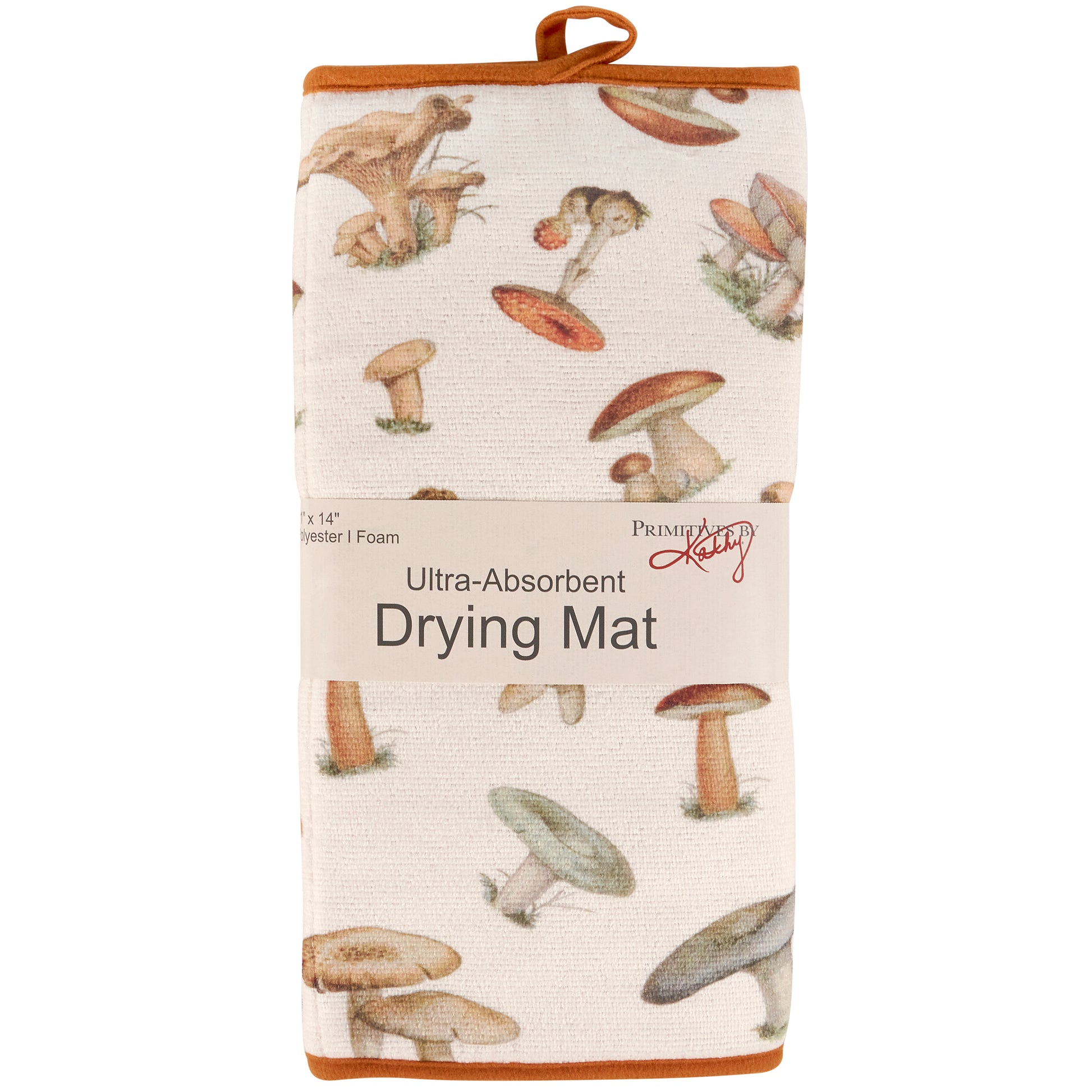 Holy Shiitake Ultra-absorbent Drying Mat | Vintage Art of Wild Mushrooms Dish Drainer Pad | 21" x 14"