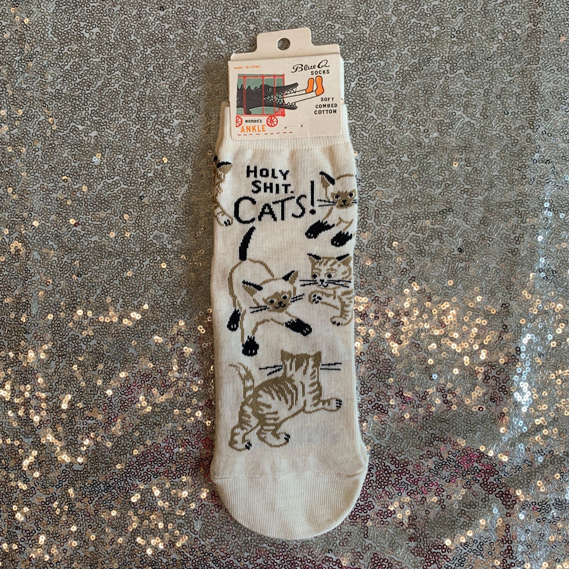 Holy Shit Cats Women's Ankle Socks | BlueQ at GetBullish