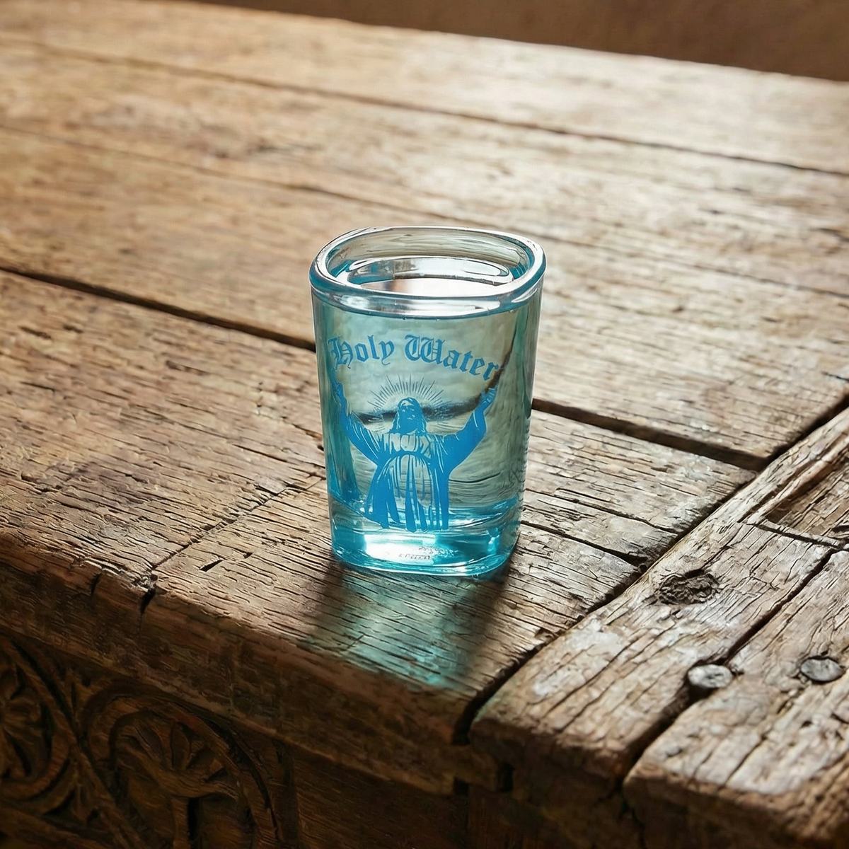 Holy Water Shot Glass | Funny Vintage Jesus Glass, Novelty Barware Gift | 3 oz