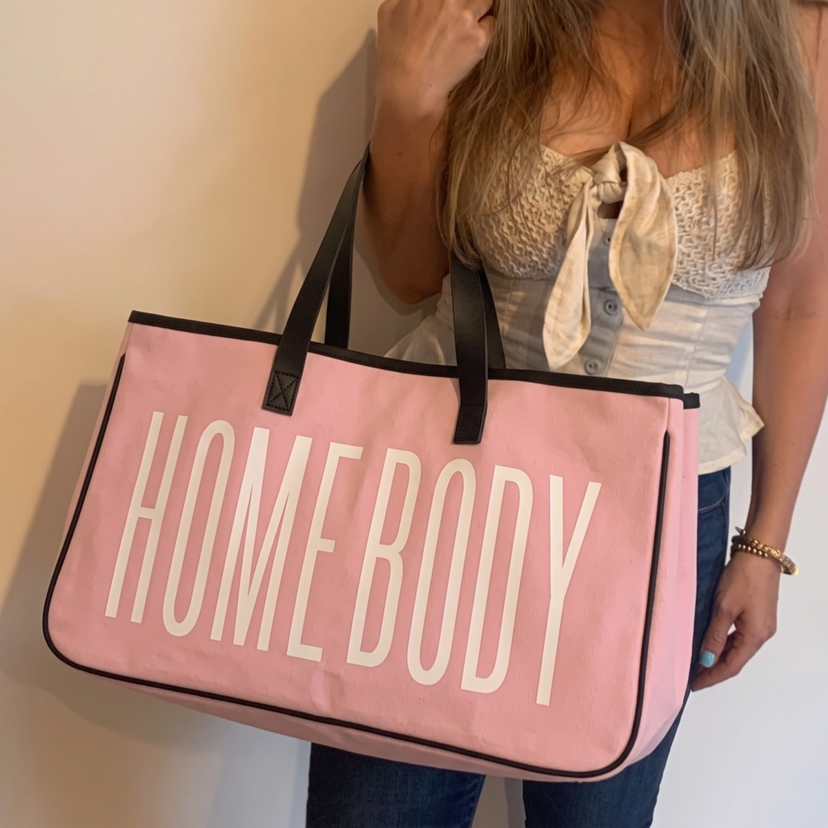 Homebody Large Rectangular Tote Bag | Analog Bag | Genuine Leather Handles-Slant-The Bullish Store