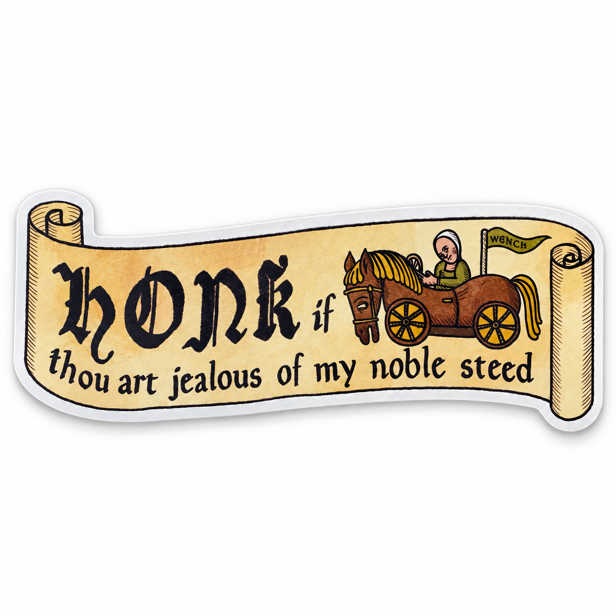Honk If Thou Art Jealous of My Noble Steed Medieval Magnetic Bumper Sticker-Clarice Tudor-The Bullish Store