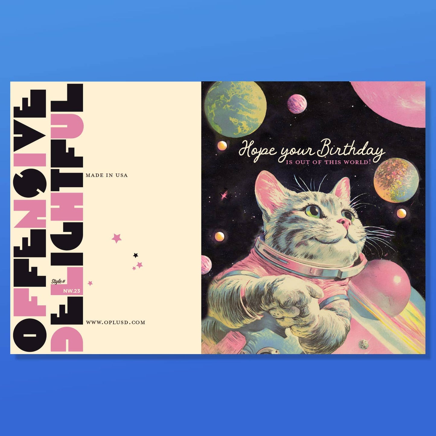Hope Your Birthday Is Out of This World Spacecat Birthday Card | Funny Cat Astronaut Greeting Card