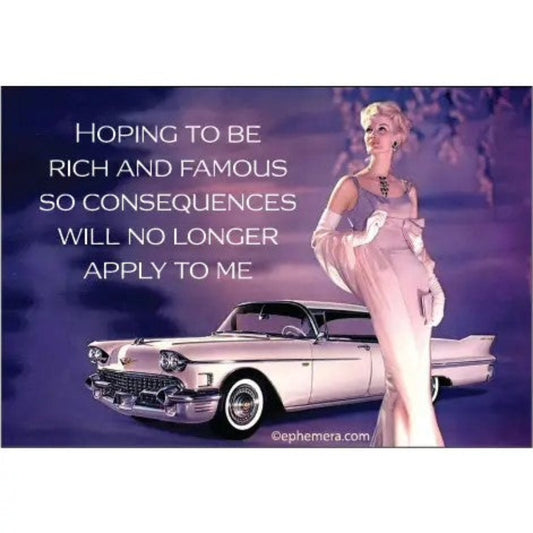 Hoping To Be Rich and Famous Rectangular Magnet | Refrigerator Magnetic Surface Decor-Ephemera-The Bullish Store