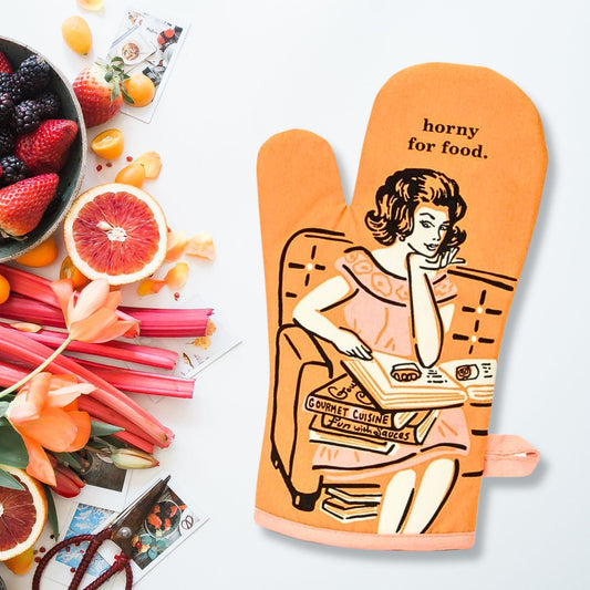 Horny For Food Thermal Oven Mitt in Orange | Kitchen Thermal Single Pot Holder