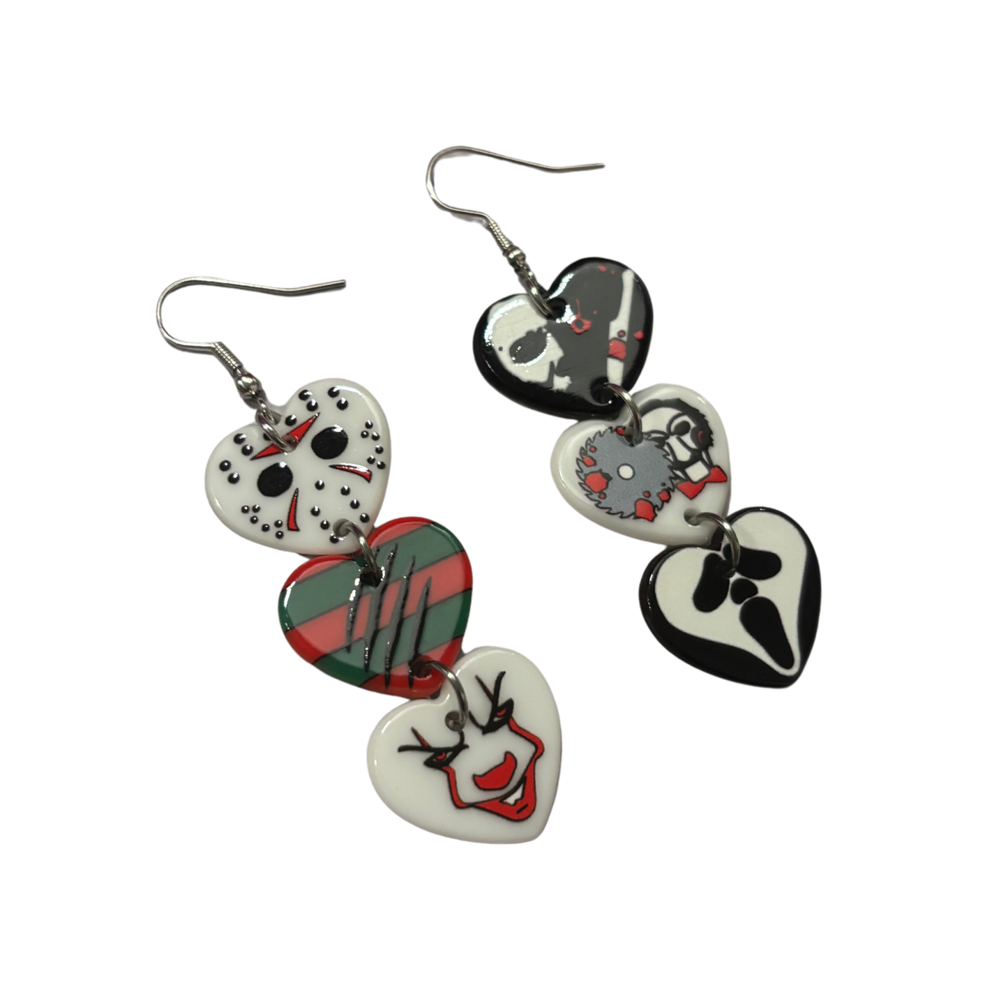 Horror Heart Earrings | Spooky Cute Acrylic Jewelry Gift for Halloween & Horror Lovers