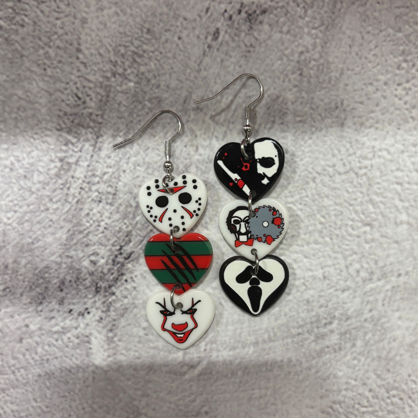 Horror Heart Earrings | Spooky Cute Acrylic Jewelry Gift for Halloween & Horror Lovers