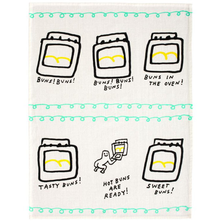 Hot Buns are Ready Screen-Printed Funny Snarky Dish Cloth Towel