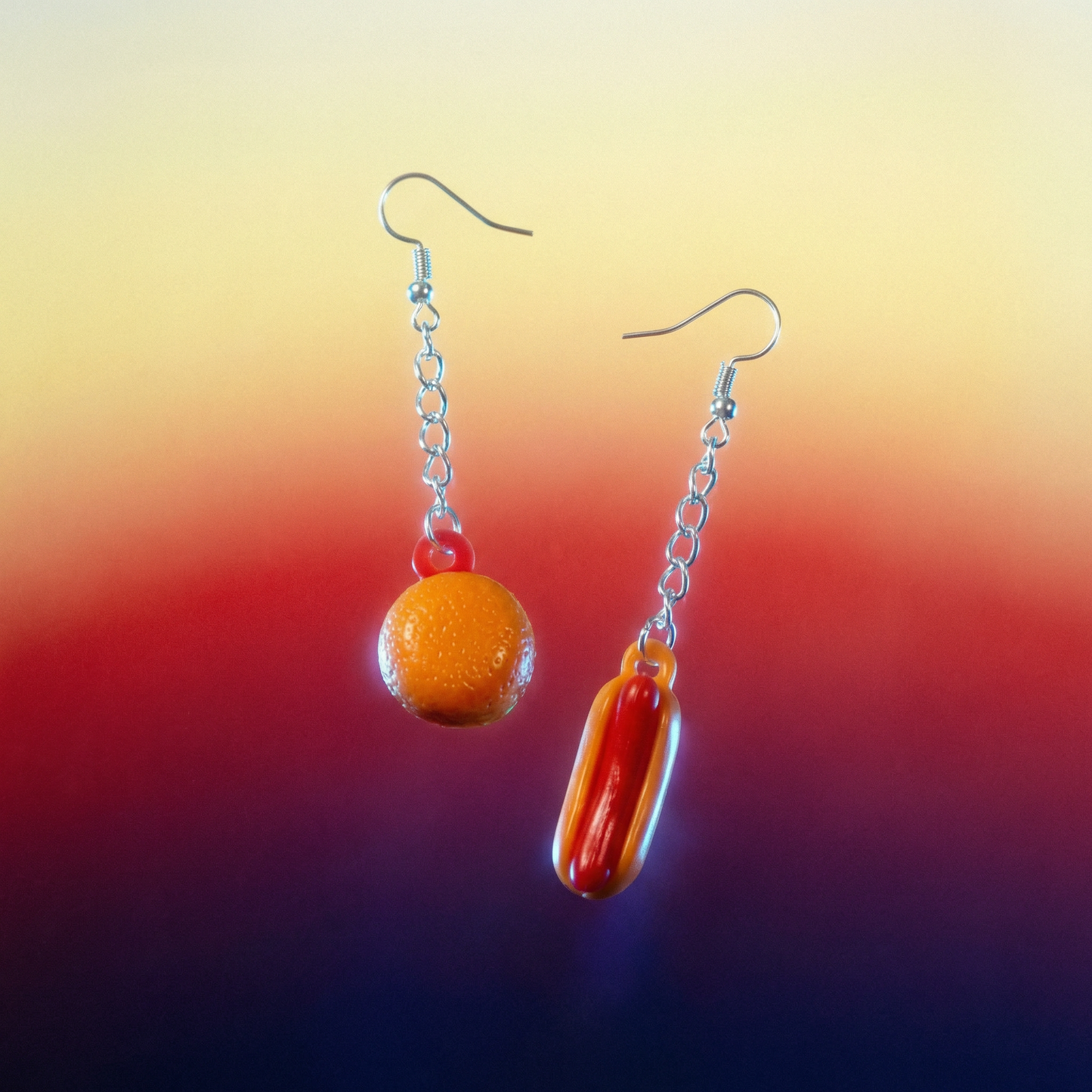 Hot Dog & Hamburger Mismatched Earrings | Vintage 70s-80s Upcycled Gumball Charms