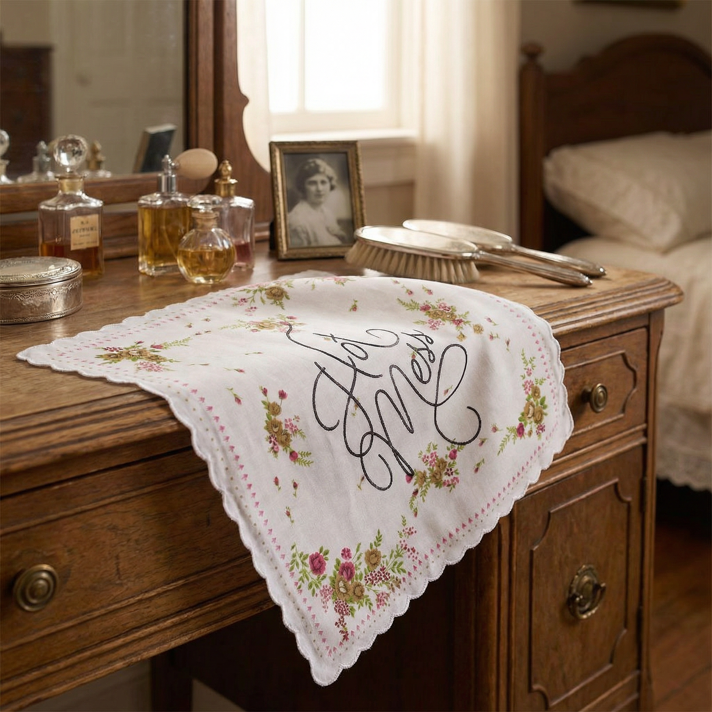 Hot Mess Hankie Retro Floral Print Cotton Handkerchief