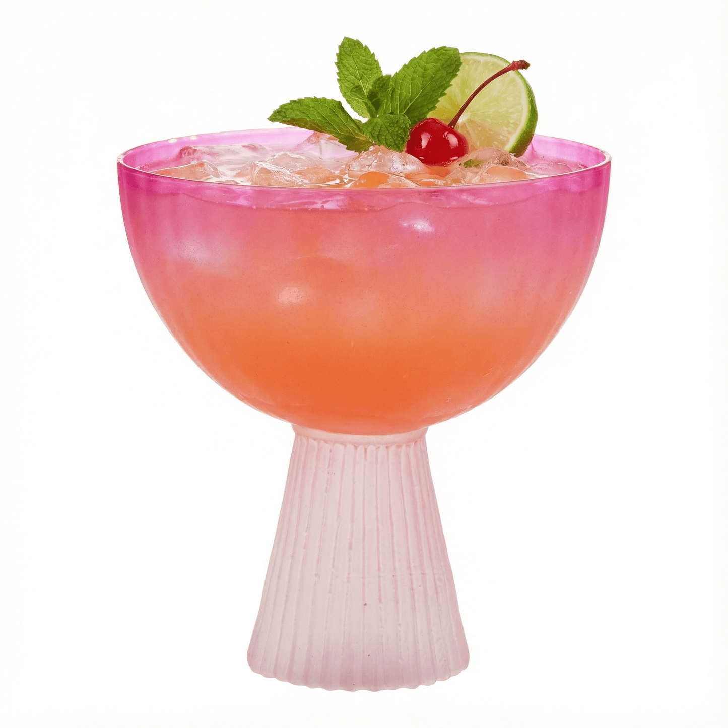 Hot Pink Coupe Glass | Retro Beveled Cocktail Glass | Chic 7oz Stemmed Drinkware