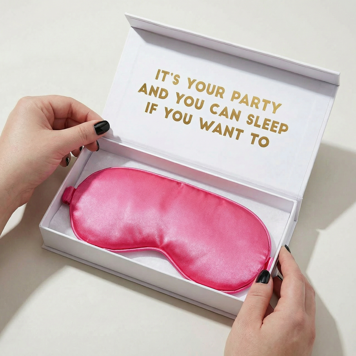 Hot Pink Satin Eye Mask in a Happy Birthday Gift Box