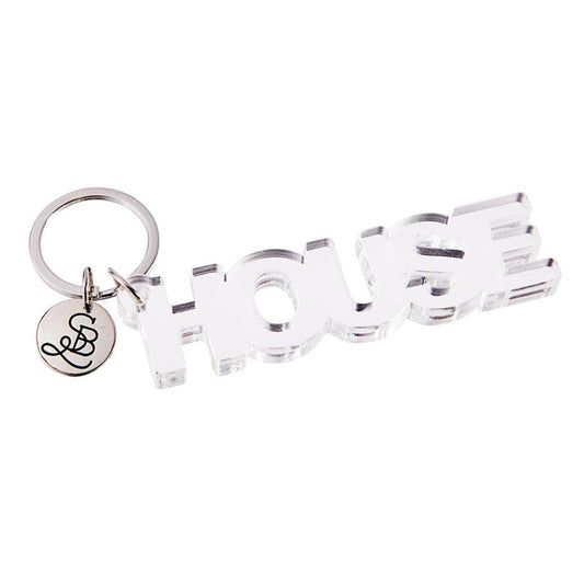 House Acrylic Word Keychain | Transparent Clear Word Shaped Key Ring Holder