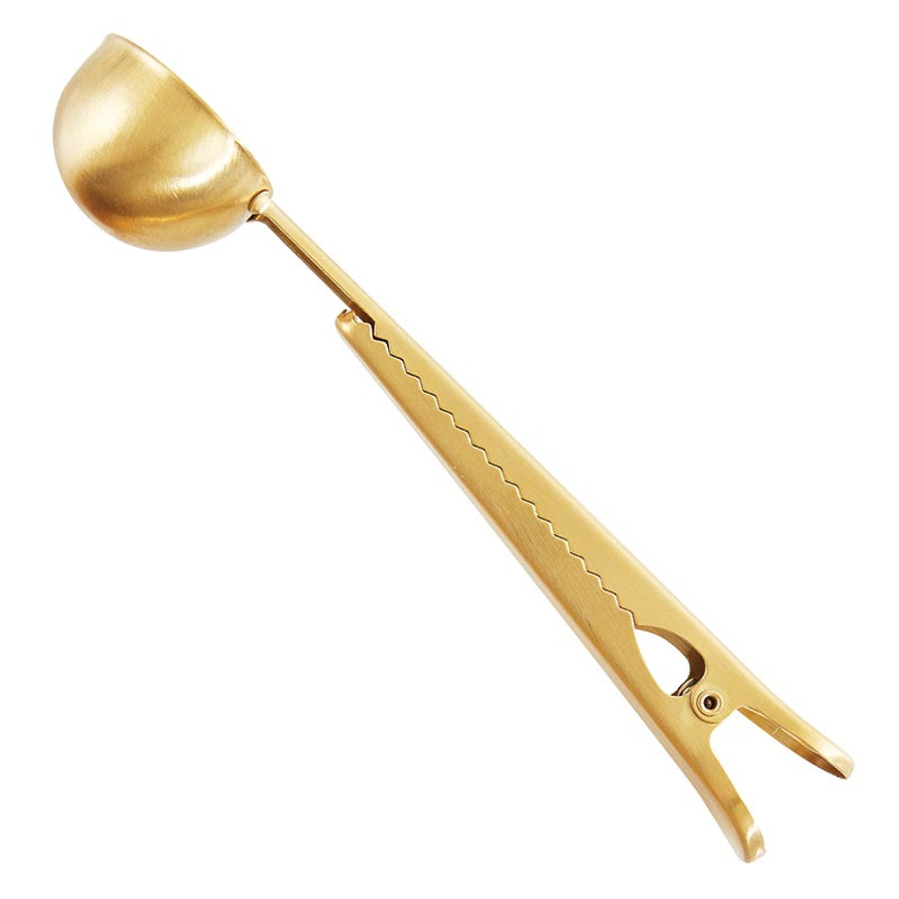 House Blend Coffee Clip + Scoop in Brass Finish | Stainless Steel Measuring Spoon/Resealer