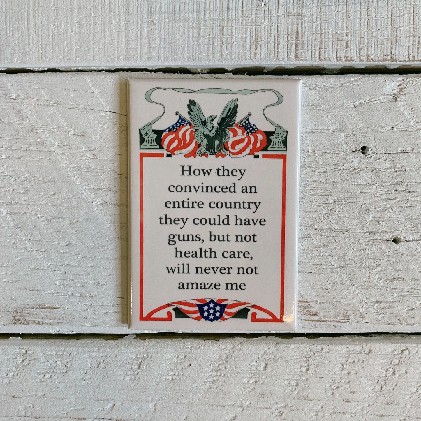 How They Convinced An Entire Country They Could Have Guns But Not Health Care Magnet | Magnetic Surface Magnet Decor | 3" x 2"