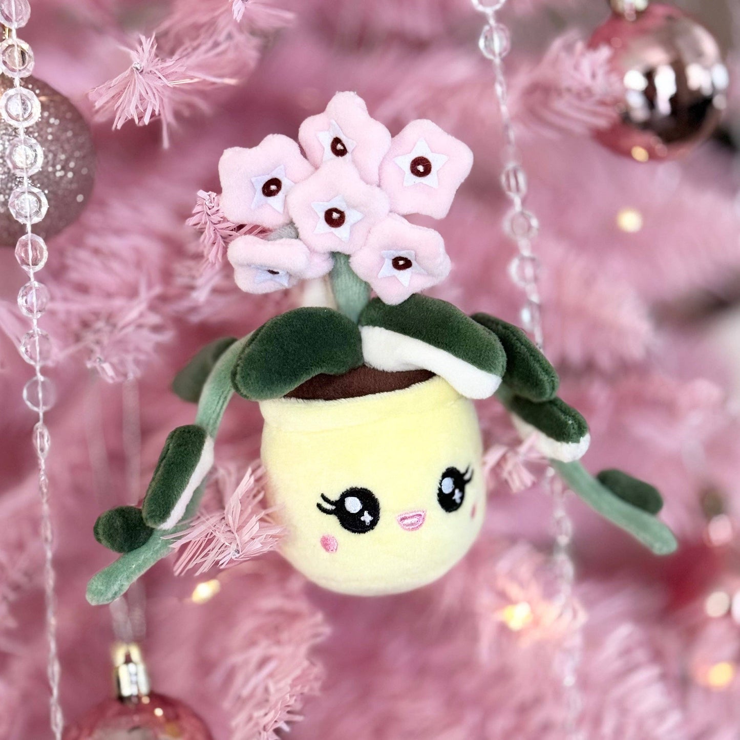 Hoya Carnosa 'Krimson Queen' Plush Keychain | 5" Variegated Houseplant Bag Charm