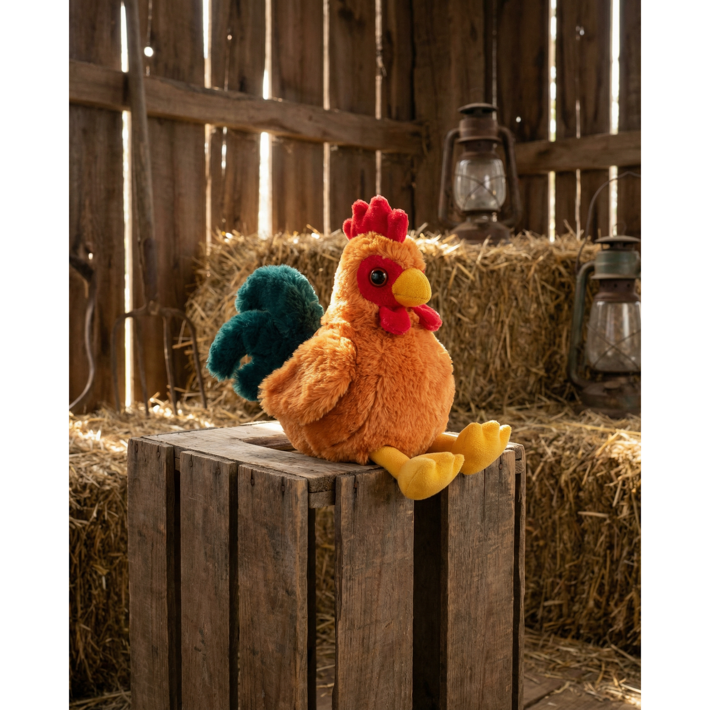 Hug'Ems-Mini Rooster Stuffed Animal 7" | Soft Farm Animal Plush Chicken Toy