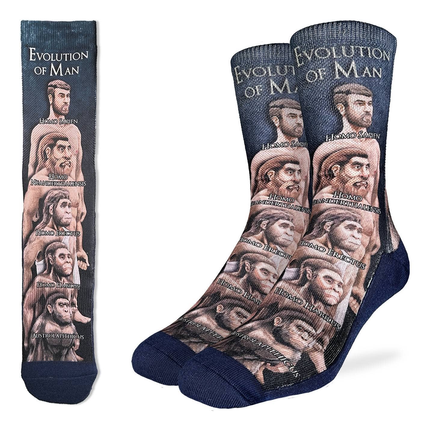 Human Evolution Men's Socks | Novelty Crew Socks