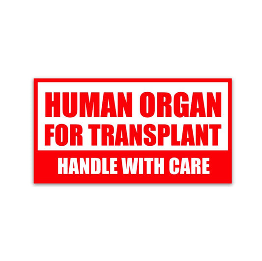 Human Organ for Transplant Decal | Rectangular Waterproof Vinyl Sticker | 3.25" x 1.75"