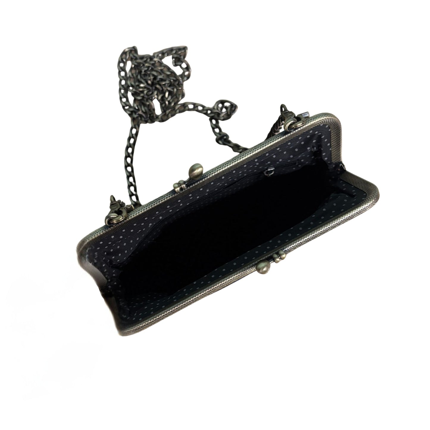 Hummingbird Kisslock Bag in Black | Embroidered Floral Handheld Shoulder Bag