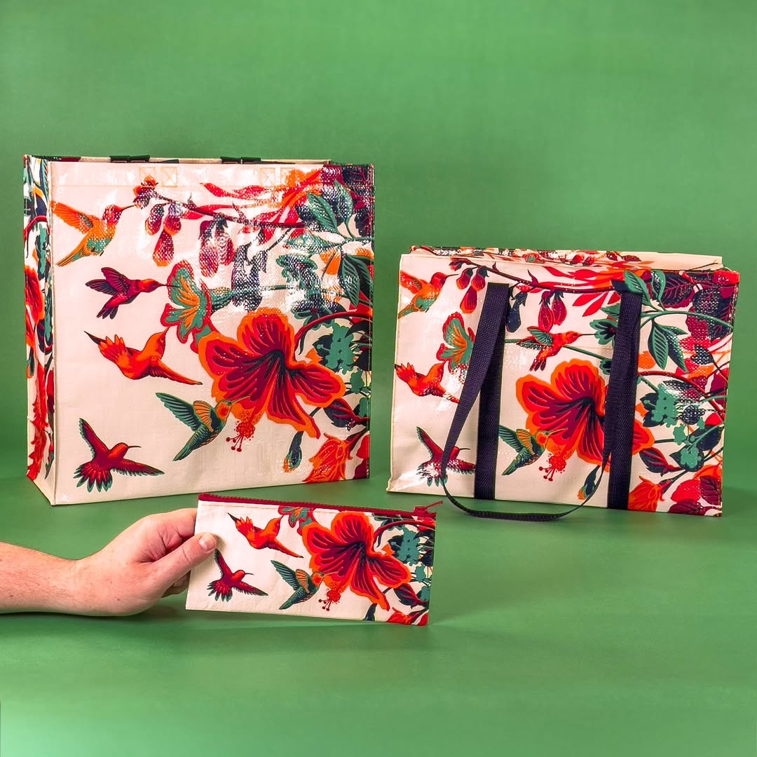 Hummingbird Shopper Tote Bag | Bird Lover Shopping Bag | 16" x 15" | BlueQ at GetBullish