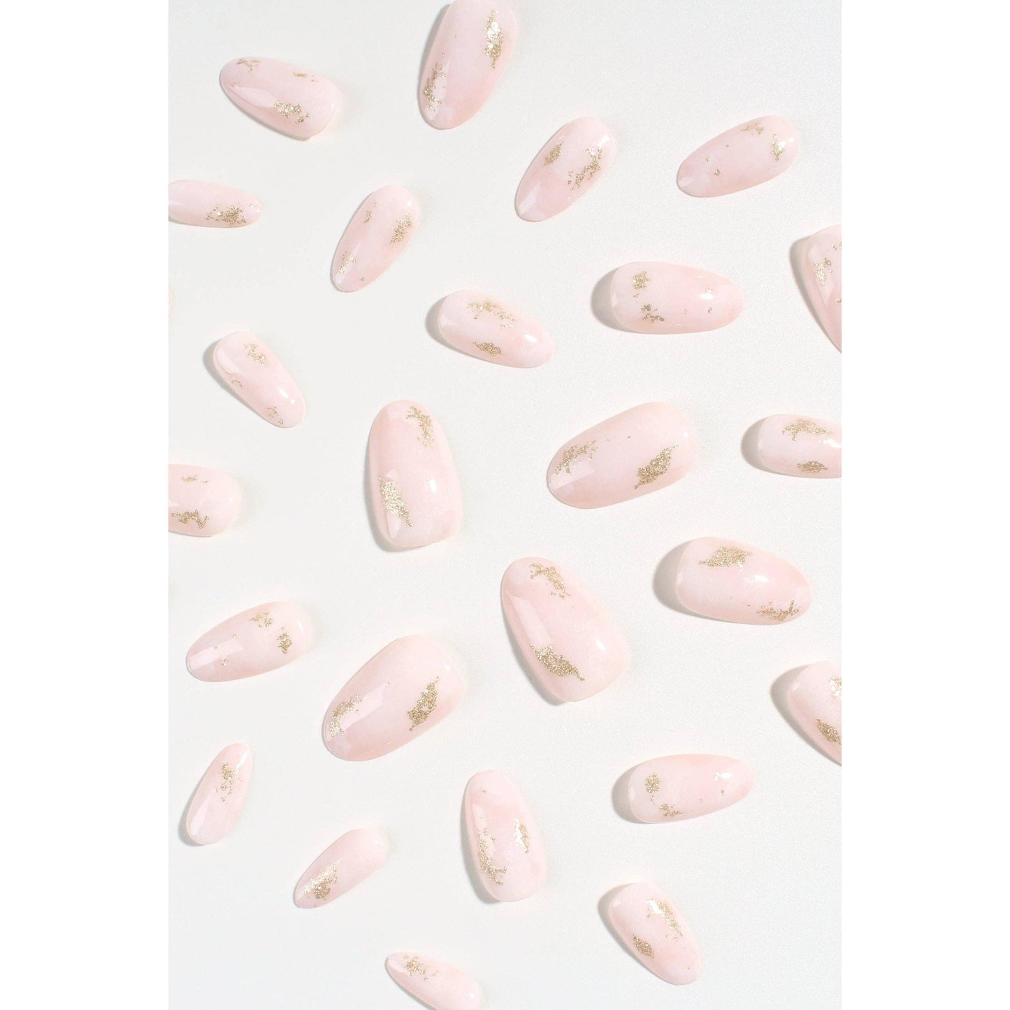 Hushed Shimmer Press-On Nails | Soft & Durable Nude Nails with Gold Glitter
