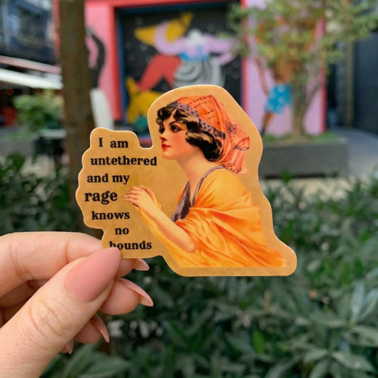 I Am Untethered Vintage Woman Sticker | Art Nouveau Aesthetic Feminist Vinyl Decal