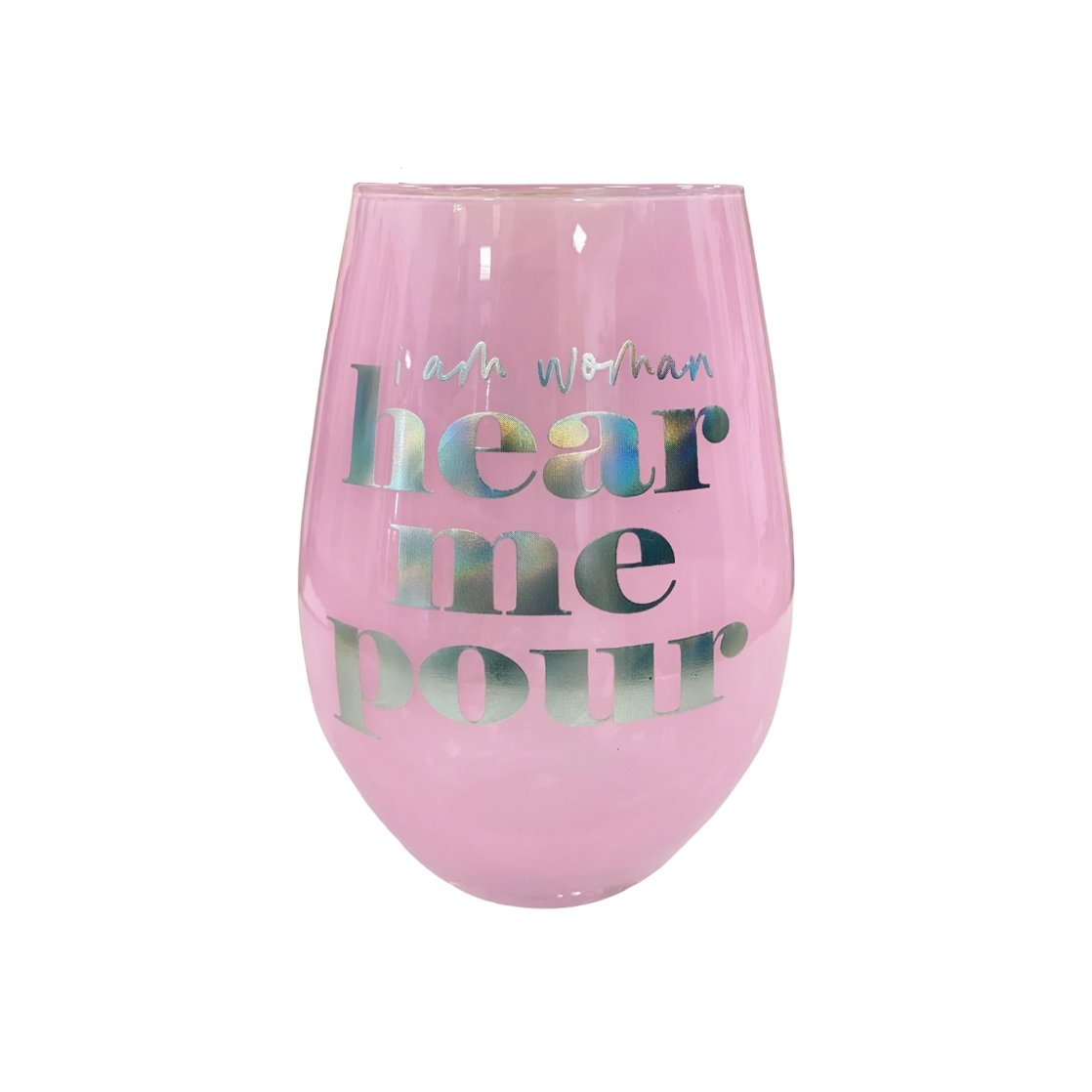 I Am Woman - Hear Me Pour Jumbo Stemless Wine Glass in Purple | 30 Oz. | Holds an Entire Bottle of Wine