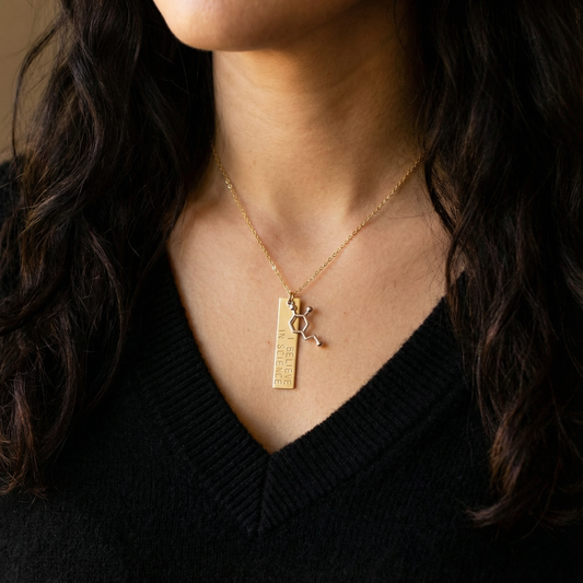 I Believe in Science Molecule Necklace in Silver or Brass