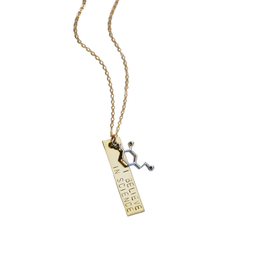 I Believe in Science Molecule Necklace in Silver or Brass