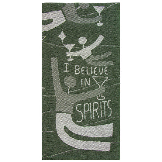 I Believe in Spirits Woven Dish Towel | Cotton Kitchen Tea Hand Dish Cloth | 28" x 21"