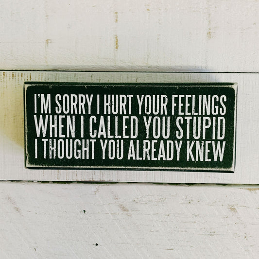 I Called You Stupid - I Thought You Already Knew Box Sign | Classic Wooden Wall Desk Decor | 6" x 2.50"