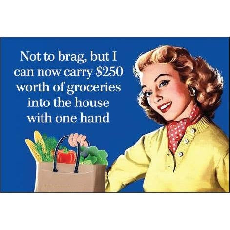 I Can Carry $250 Worth of Groceries With One Hand Funny Magnet | Sarcastic Novelty Fridge Magnet-Ephemera-The Bullish Store