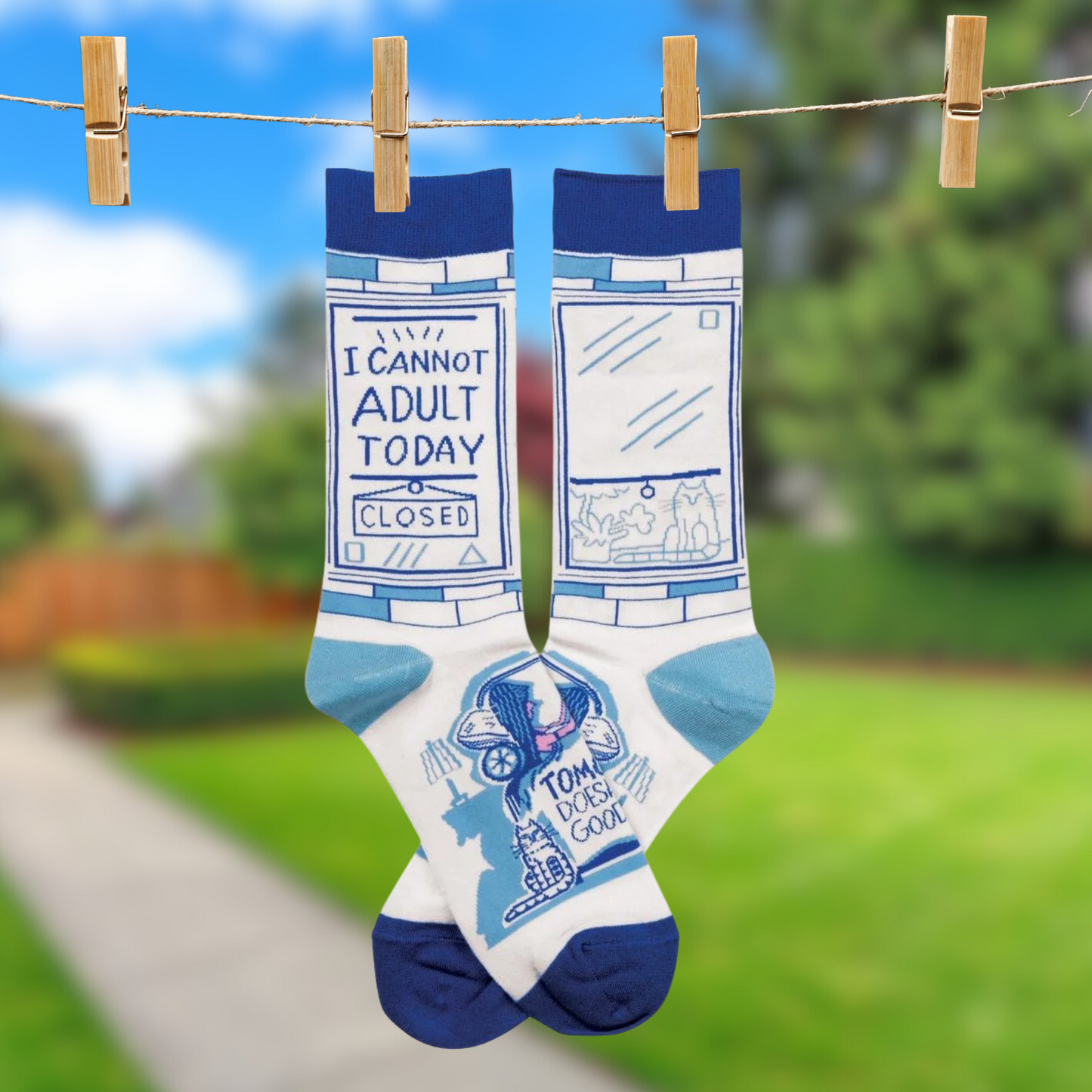 I Cannot Adult Today - Tomorrow Doesn't Look Good Either Funny Novelty Socks | Gift for Her