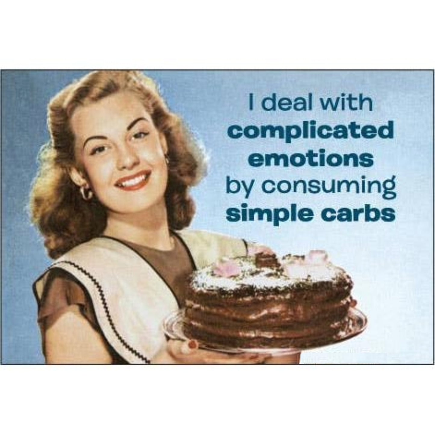I Deal With Complicated Emotions By Consuming Simple Carbs Refrigerator Magnet | 3" x 2"-Ephemera-The Bullish Store