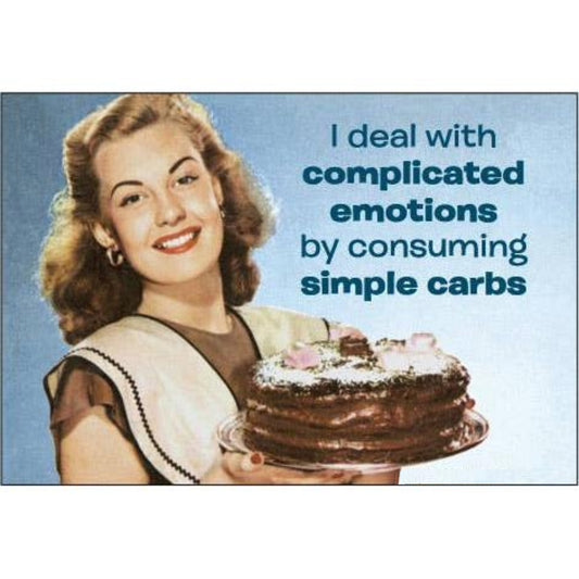 I Deal With Complicated Emotions By Consuming Simple Carbs Refrigerator Magnet | 3" x 2"-Ephemera-The Bullish Store