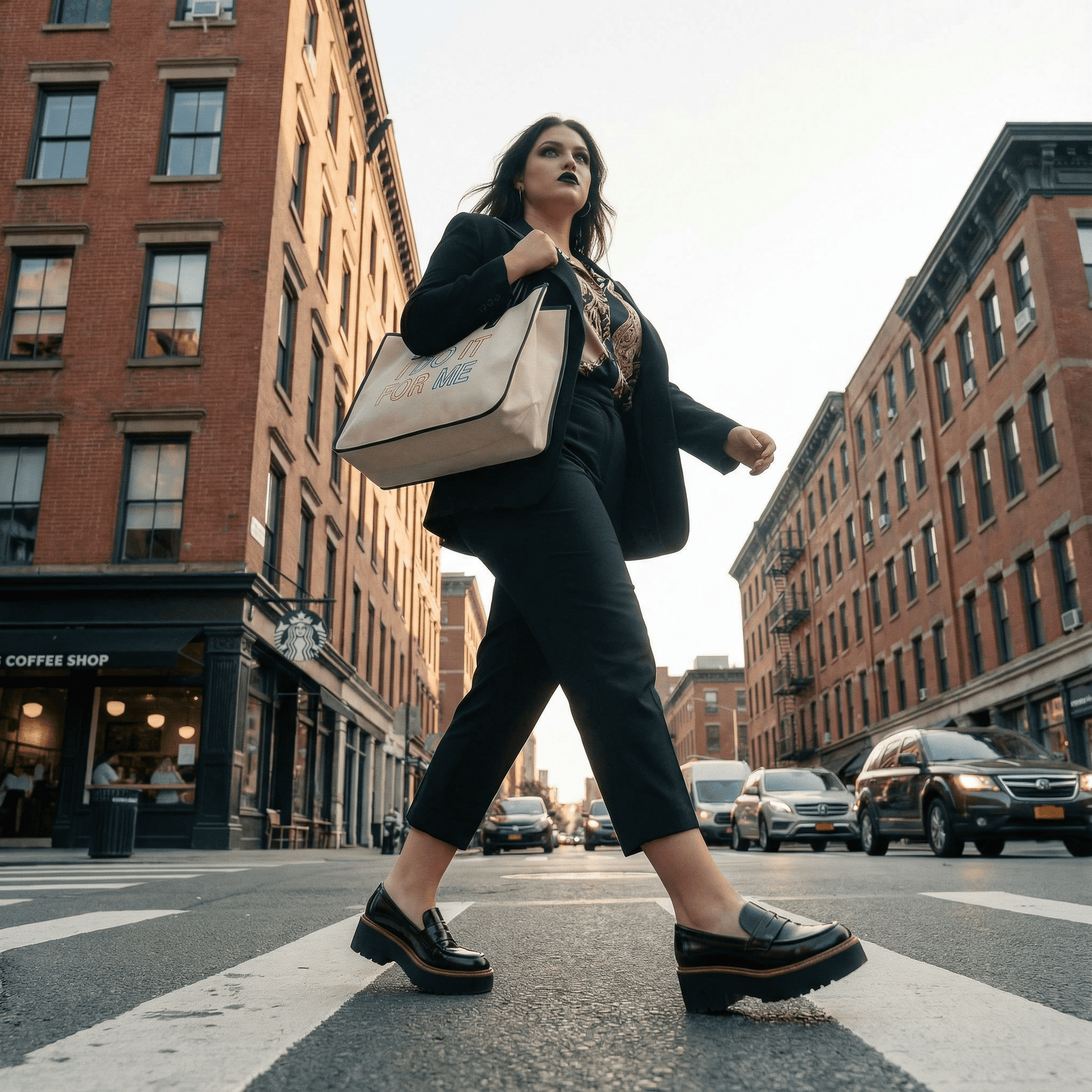 I Do It For Me Large Rectangular Tote Bag | Genuine Leather Handles