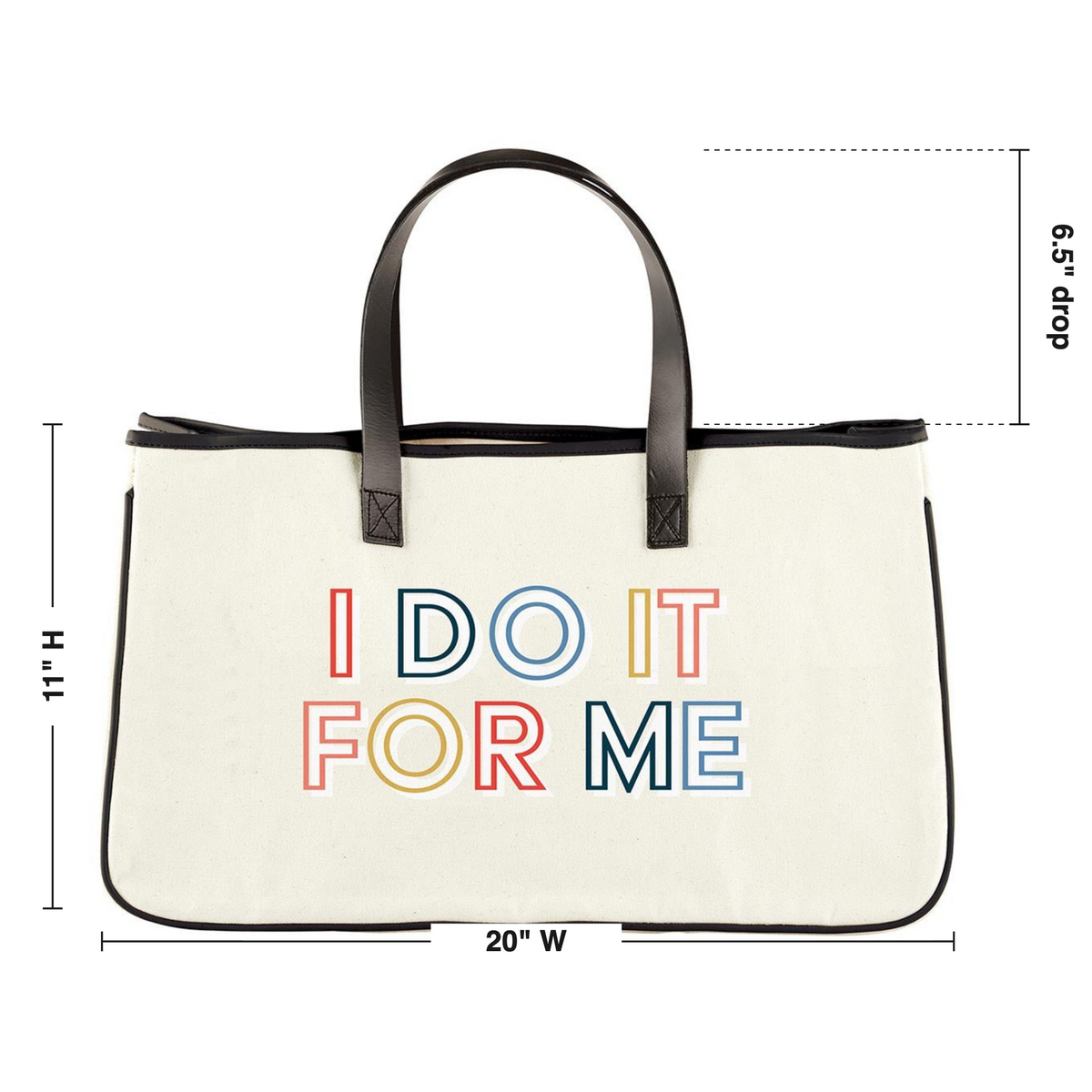 I Do It For Me Large Rectangular Tote Bag | Genuine Leather Handles-Slant-The Bullish Store