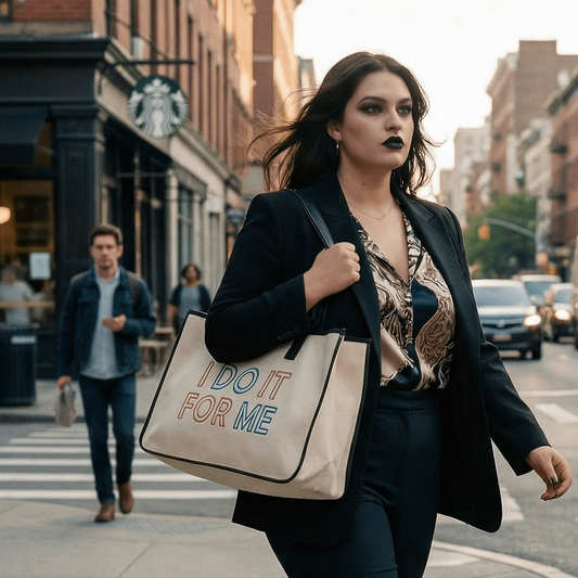 I Do It For Me Large Rectangular Tote Bag | Genuine Leather Handles