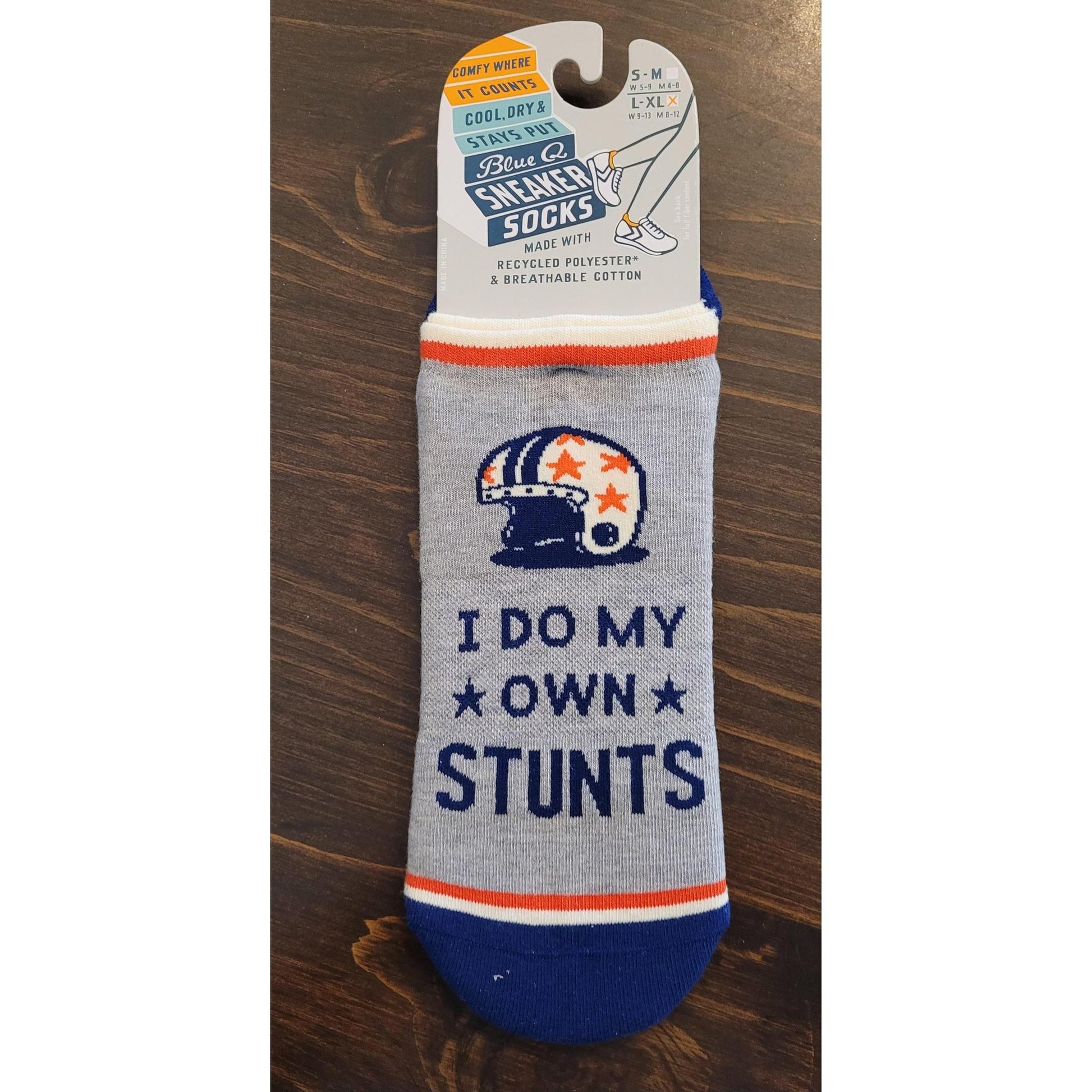 I Do My Own Stunts Men's or Unisex Sneaker Socks [2 Size Options] | BlueQ at GetBullish