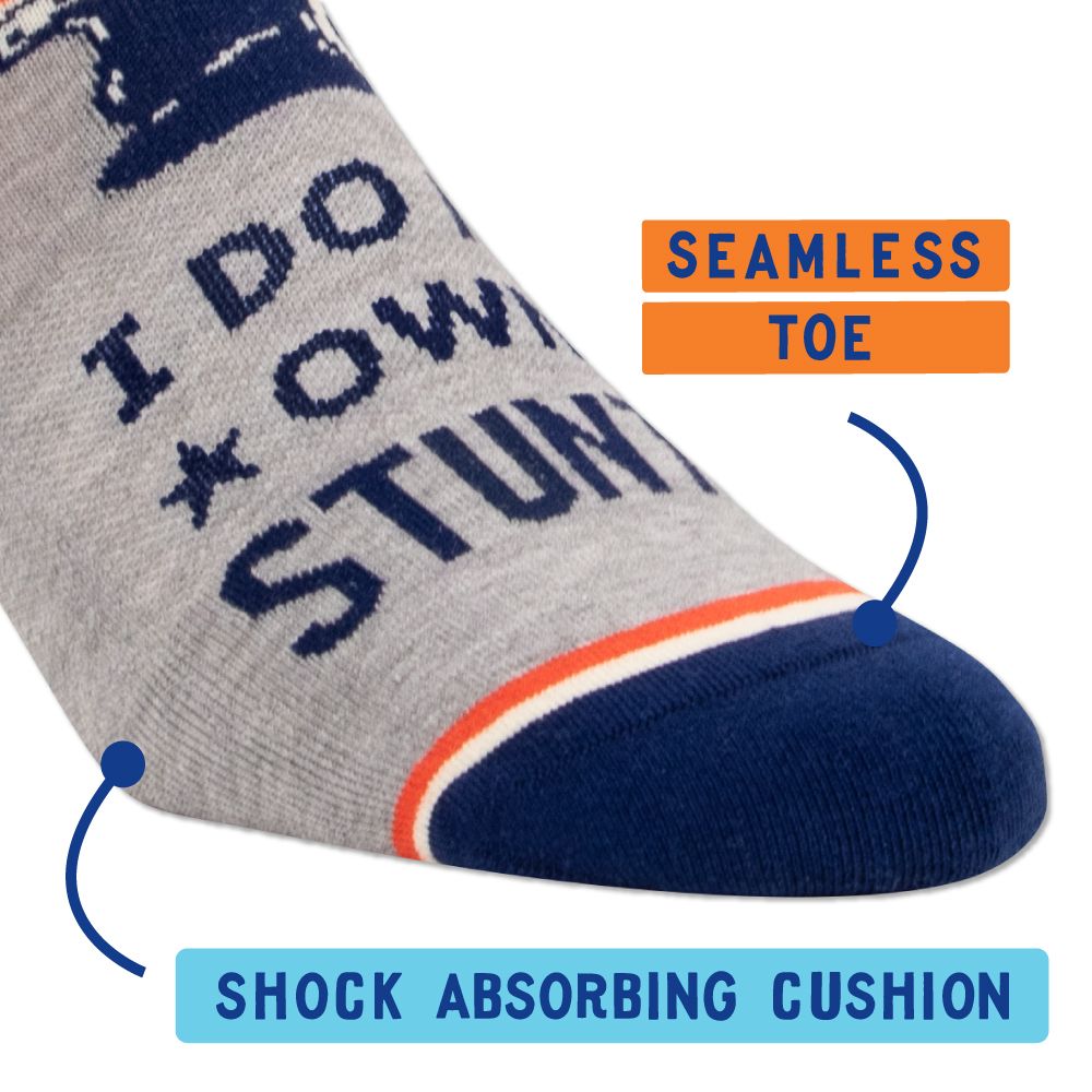 I Do My Own Stunts Men's or Unisex Sneaker Socks [2 Size Options] | BlueQ at GetBullish