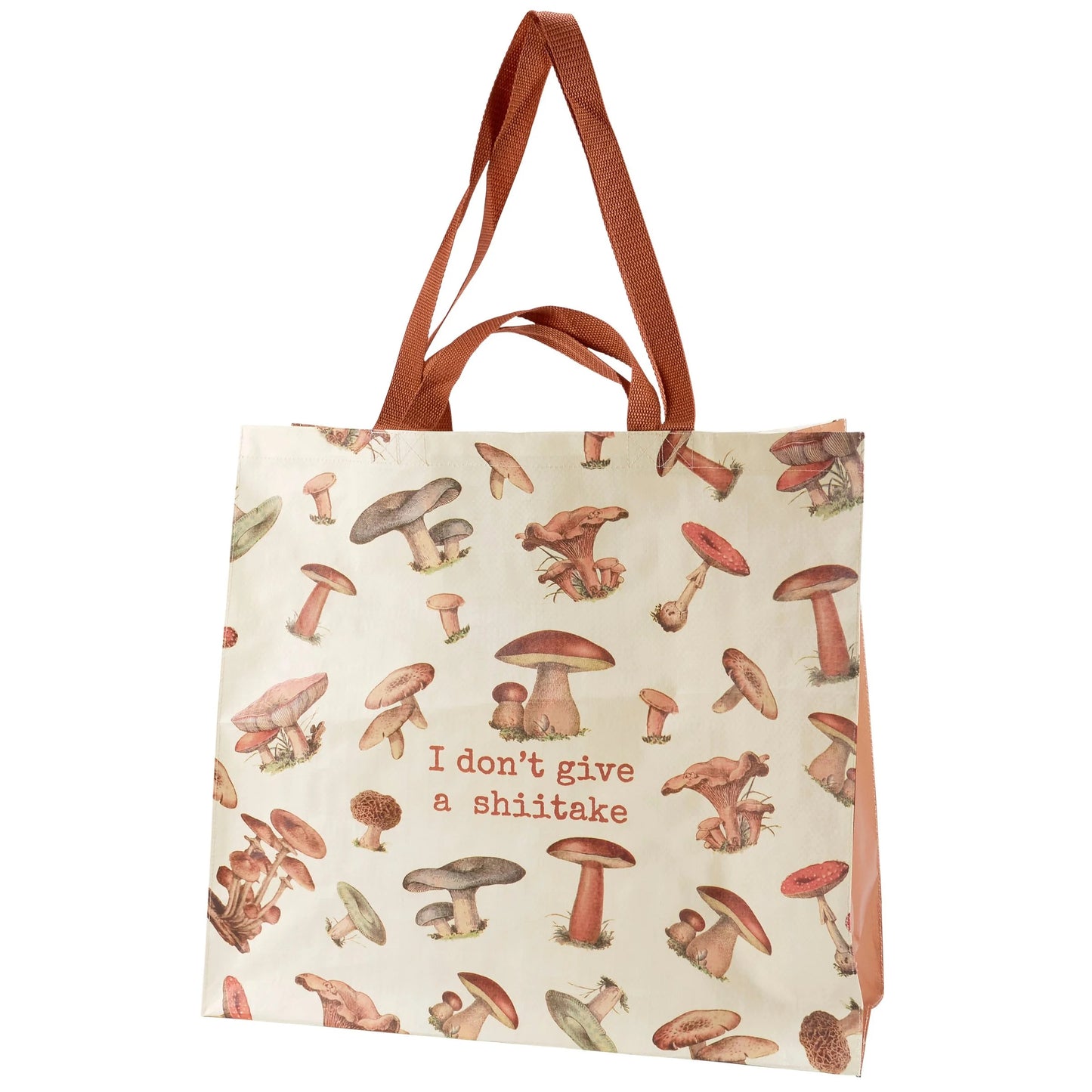 I Don't Give A Shiitake Mushroom Shopping Tote Bag | Extra Large Market Eco Bag | 19.50" x 17.50" x 7"